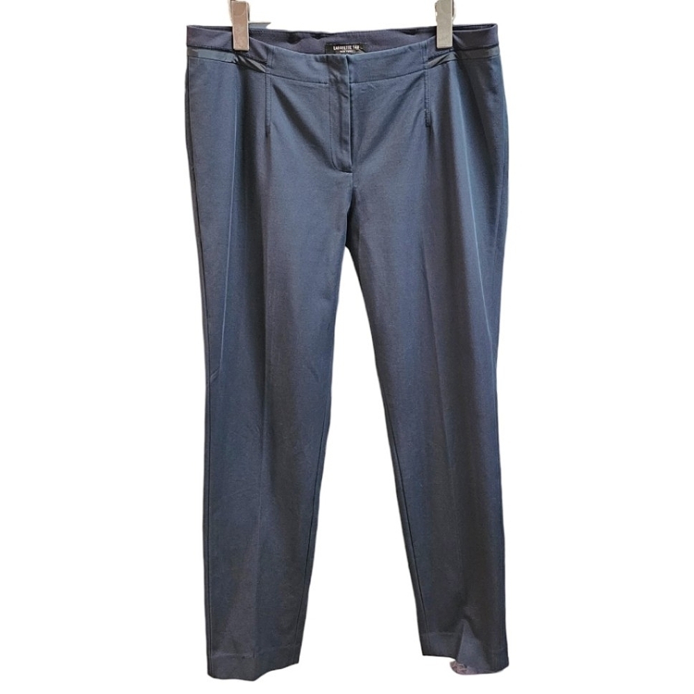 Lafayette 148 Navy Blue Cotton Blend Staight Leg Dress Pants Size 12 Career